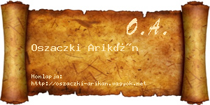 Oszaczki Arikán névjegykártya